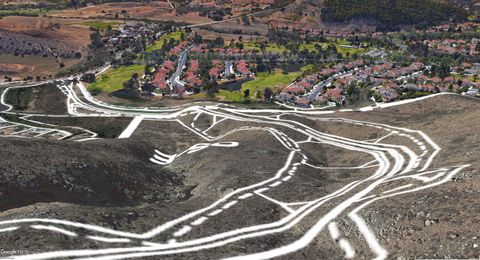 View from top of proposed Safari Highlands Ranch Road looking down on San Pasqual Union Elementary School and South end of Rancho San Pasqual